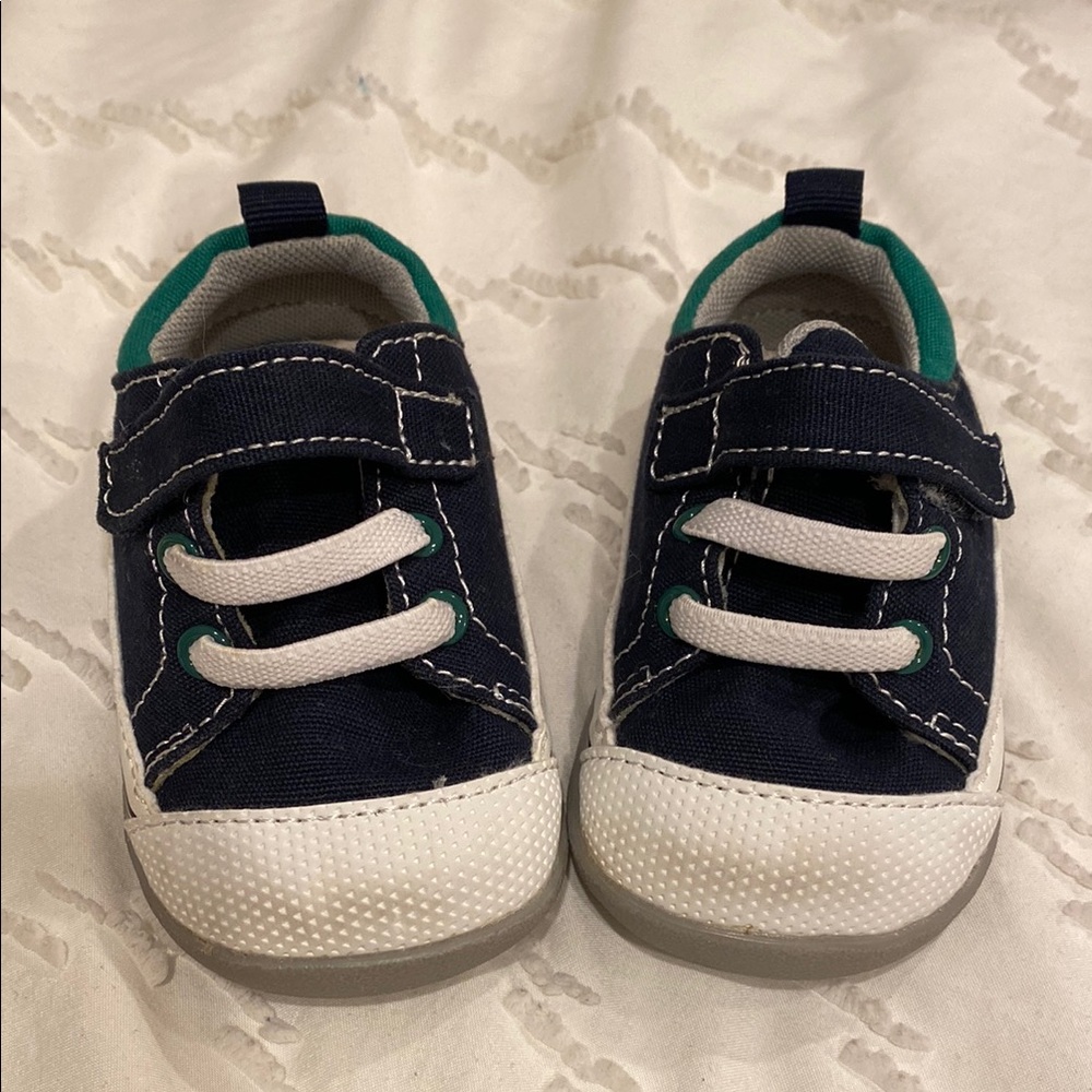 See Kai Run Blue and White Sneakers with Velcro Straps